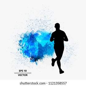 Silhouette of marathon runner