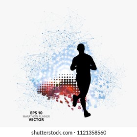 Silhouette of marathon runner