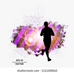 Silhouette of marathon runner