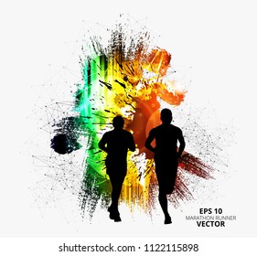 Silhouette of marathon runner