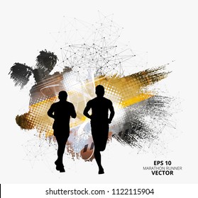 Silhouette of marathon runner