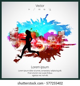 Silhouette of marathon runner
