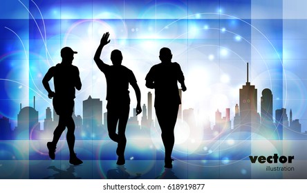 Silhouette of marathon runner