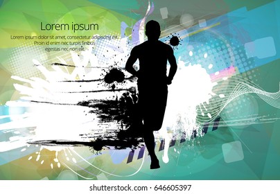 Silhouette of marathon runner