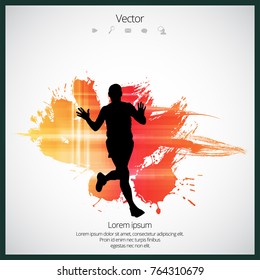 Silhouette of marathon runner