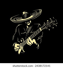 Silhouette of a mariachi from Mexico