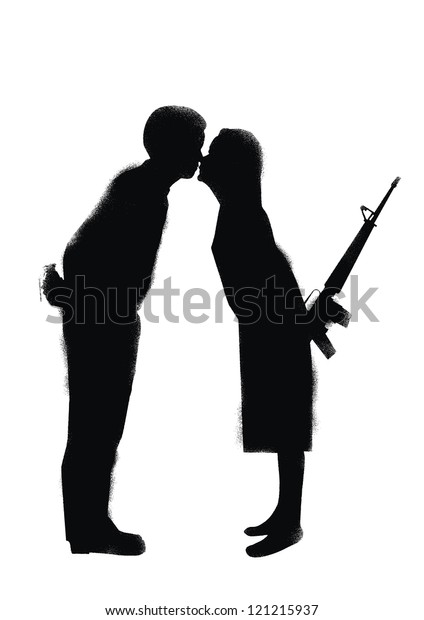 couple silhouette fight vector marriage stencil going