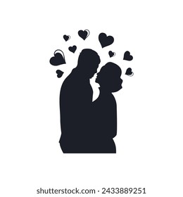 Silhouette of married couple, vector illustration happy marriage