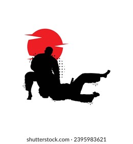 Silhouette martial art poster design illustration
