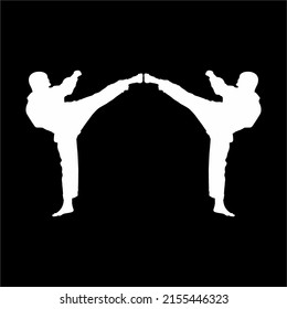 Silhouette of Martial Artist Kick (Taekwondo, Karate, Pencak Silat, Kungfu) for Logo or Graphic Design Element. Vector Illustration