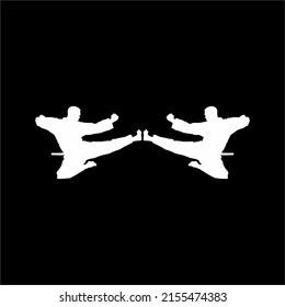 Silhouette of Martial Artist Kick (Taekwondo, Karate, Pencak Silat, Kungfu) for Logo or Graphic Design Element. Vector Illustration