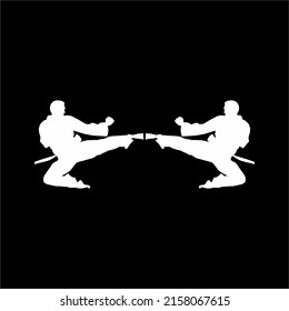 Silhouette de Martial Artist Kick (Taekwondo, Karate, Pencak Silat, Kungfu) para logotipo o elemento de diseño gráfico. Ilustración vectorial