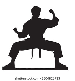 Silhouette des Kampfkünstlers Kick (Taekwondo, Karate, Pencak Silat, Kungfu).