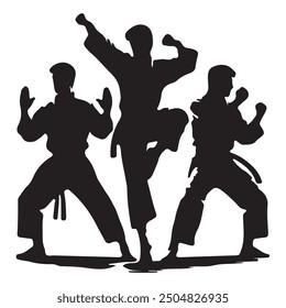 Silhouette of Martial Artist Kick (Taekwondo, Karate, Pencak Silat, Kungfu).