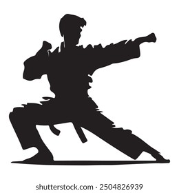 Silueta de Patada de Artista Marcial (Taekwondo, Karate, Pencak Silat, Kungfu).