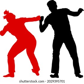 Silhouette of a Martial Arts on a white background