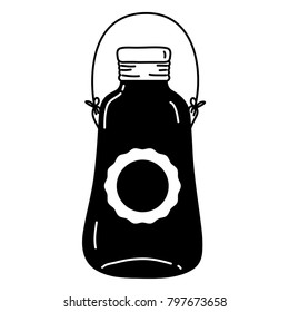 silhouette mason jar with sticker and wire handle