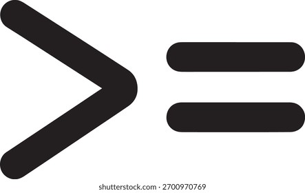 Silhueta do sinal matemático 'maior que' e 'igual' 