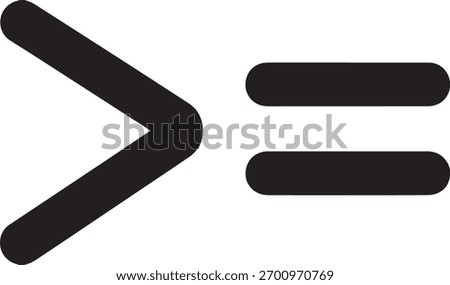Silhouette of mathematical 'greater than' and 'equal' sign 
