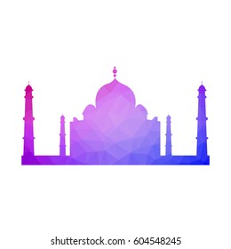 Silhouette of mausoleum with triangles background