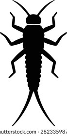 Silhouette Mayfly nymph insect black and white vector Illustrator