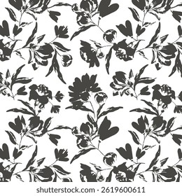 silhouette meadow flowers seamless pattern, Retro style design for fashion , fabric, web, wallpaper ,wrapping and all prints on vintage background

