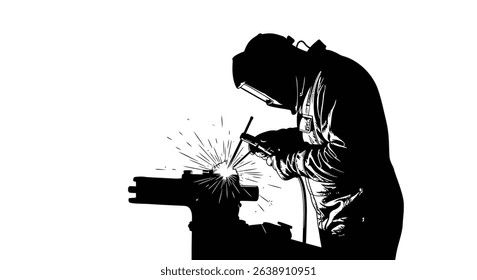 Silhouette: Mechanic Welding, Sparks and Metalwork Action