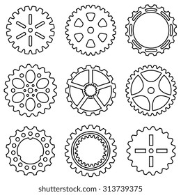 Silhouette of mechanical Cogs and Gear Wheel Set. Vector illustration
