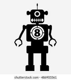 silhouette of mechanical robot, vector robot icon