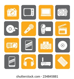 Silhouette Media and technology icons - vector icon set
