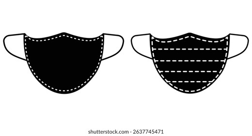 Silhouette of medical mask corvid 19 icon vector. Medical mask icon vector. Mask to prevent colds, virus, pollution, mouth guard, infection control, safety breathing respiratory. Vector illustration.