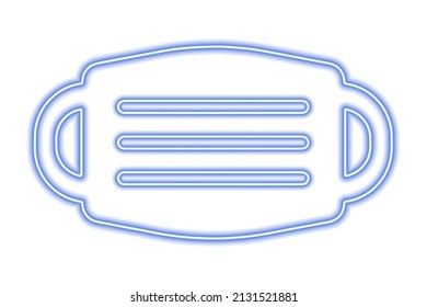 The silhouette of a medical mask isolated on white. Blue line in neon style. Vector illustration