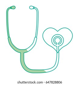 silhouette medical stethoscope to check cardiac heartbeat with heart symbol