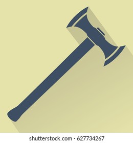 Silhouette der mittelalterlichen Schlacht Ax. Flaches design, Vektorgrafik