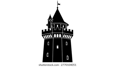 Silhouette of a medieval castle tower