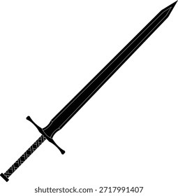Silhueta de uma espada medieval. Ilustração do vetor de vista lateral da espada. 