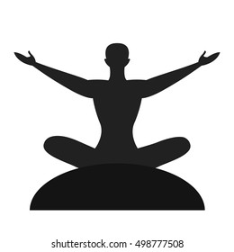 Silhouette of the meditate person isolated vector on the white background