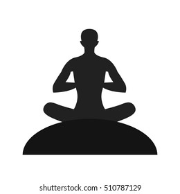 Silhouette of the meditate person isolated vector on the white background