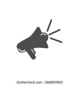 Plantilla de diseño del logotipo del vector de iconos de megáfono de silueta. Símbolo de diseño moderno estilo plano de ícono megáfono Aislado sobre fondo en blanco.