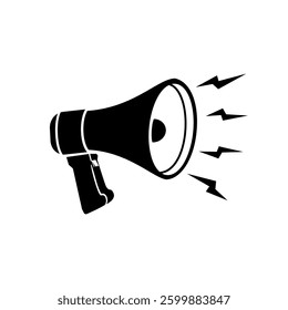 Silhouette of Megaphone speaker icon vector illustration. Speaker. Loudspeaker graphic icon. Black Bullhorn sign isolated on white background. Vector illustration
