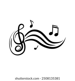 Silhouette melody curves and lines element design vector