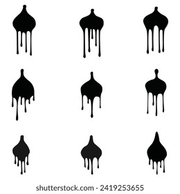 silhouette of melted paint, vector design set