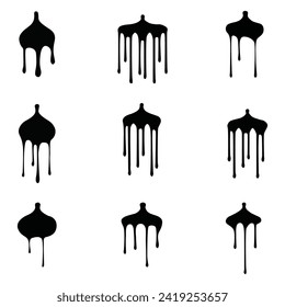 silueta de pintura fundida, conjunto de diseño vectorial