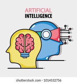 silhouette men with bulb brain and visual circuits