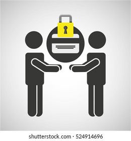 silhouette men card bank internet safety vector illustration eps 10