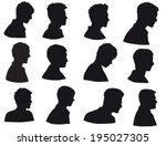 Silhouette of men head, face in profile, Isolated on white background