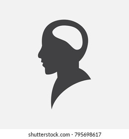SIlhouette of a men head isolated on grey background