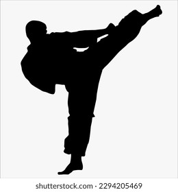 silhouette men karate fight taekwondo vector
