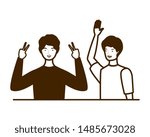 silhouette of men on white background