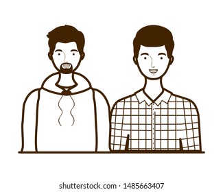 silhouette of men on white background